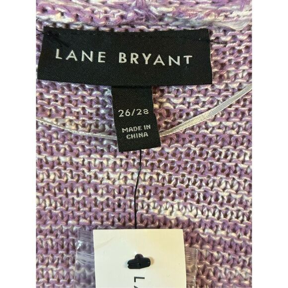 Lane Bryant Lavender White Button Chunky Knit Short Sleeve Cardigan Sweater 26/2 - Picture 5 of 7